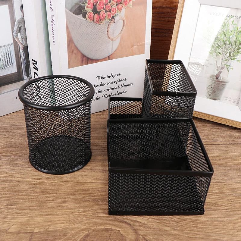 Desk Stationery Organizer Creative Metal Pen Holder Pencil File Storage Rack