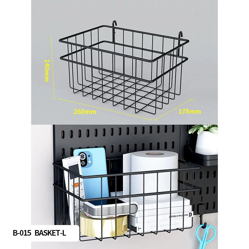 Pegboard combination desktop storage kit, vertical and clip-type pegboard