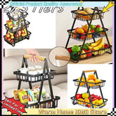 Eprolo 2-3 tier countertop fruit basket with iron art design, portable kitchen organizer for fresh fruit storage.