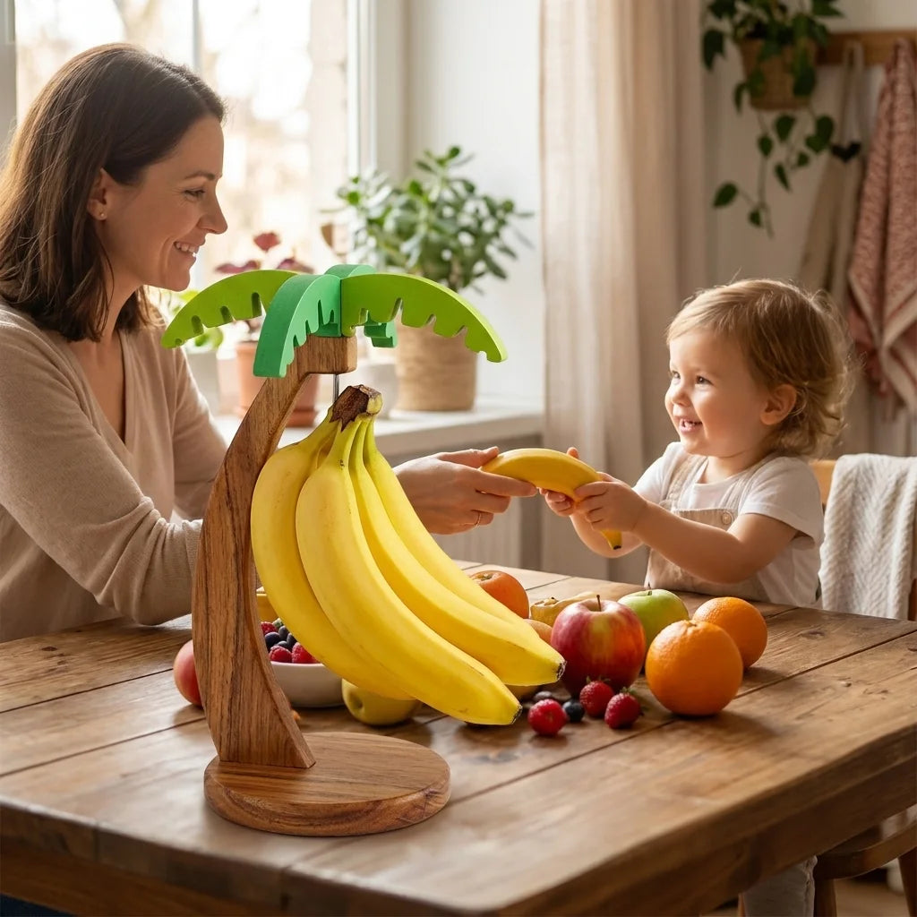 Creative Wooden Fruit Holder Vertical Banana Hanger Household organizer