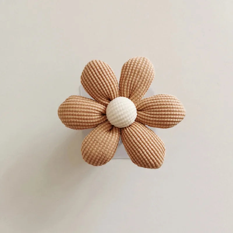 INS Flower Wall Hook Wooden Sticky Hooks Towel Coats Storage Holder