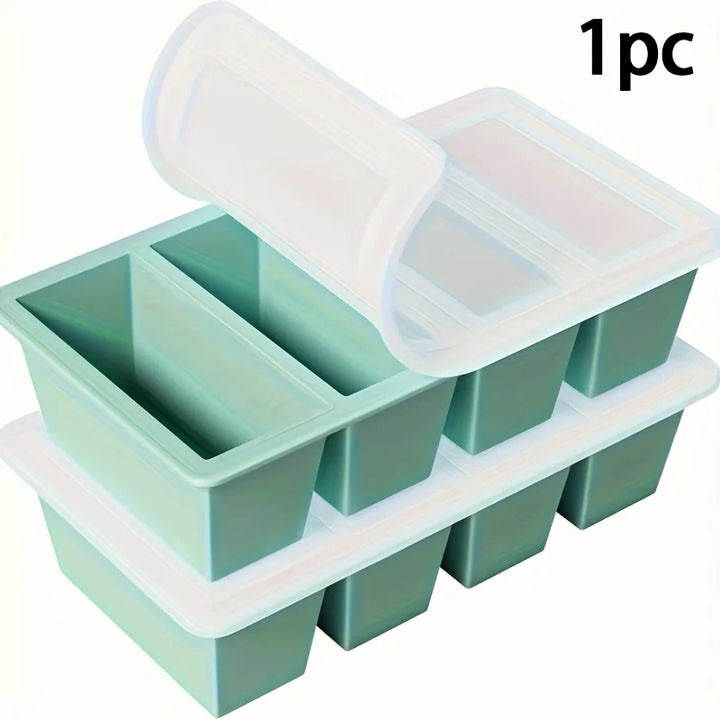 1pc Silicone Freezer Tray with Lid - Durable Kitchen Storage Container
