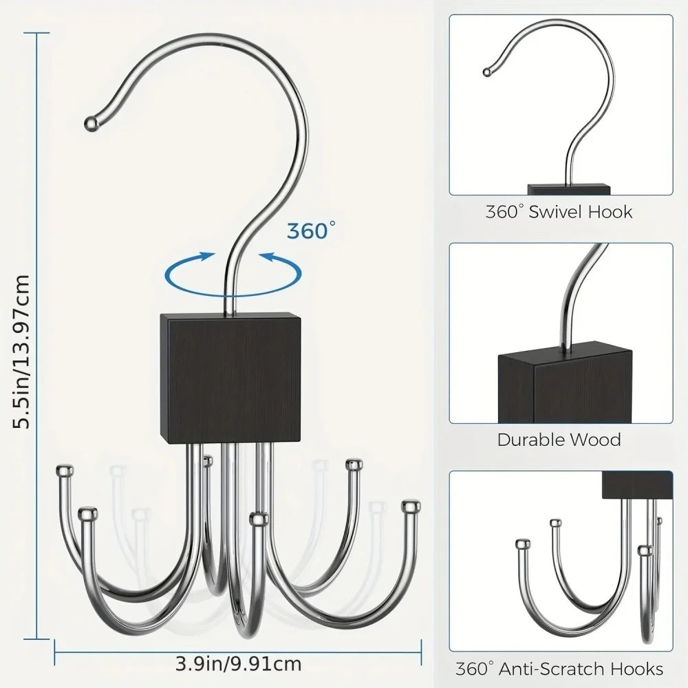 360°Rotating Belt Hanger Hook Durable Belts Rack Organizer Hanger