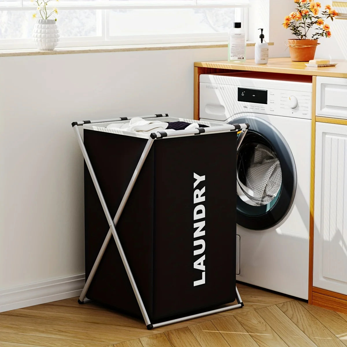1 PC Large Laundry Hamper 3 Sections Divided Laundry Storage Bag