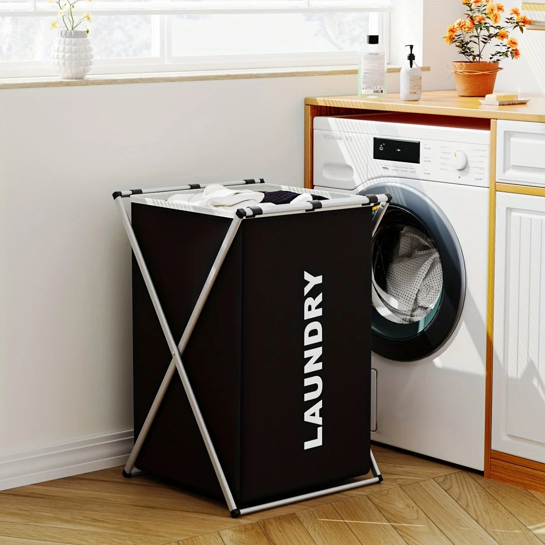 1 PC Large Laundry Hamper 3 Sections Divided Laundry Storage Bag
