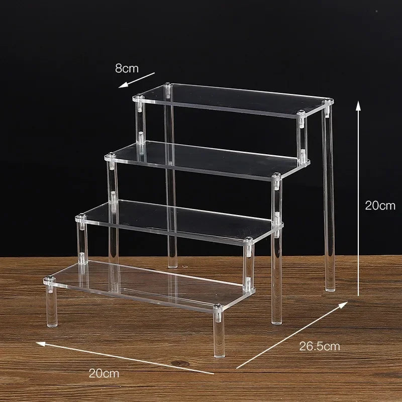 Black 1-5 Tier Acrylic Display Stand Clear Display Riser Rack for Cupcake
