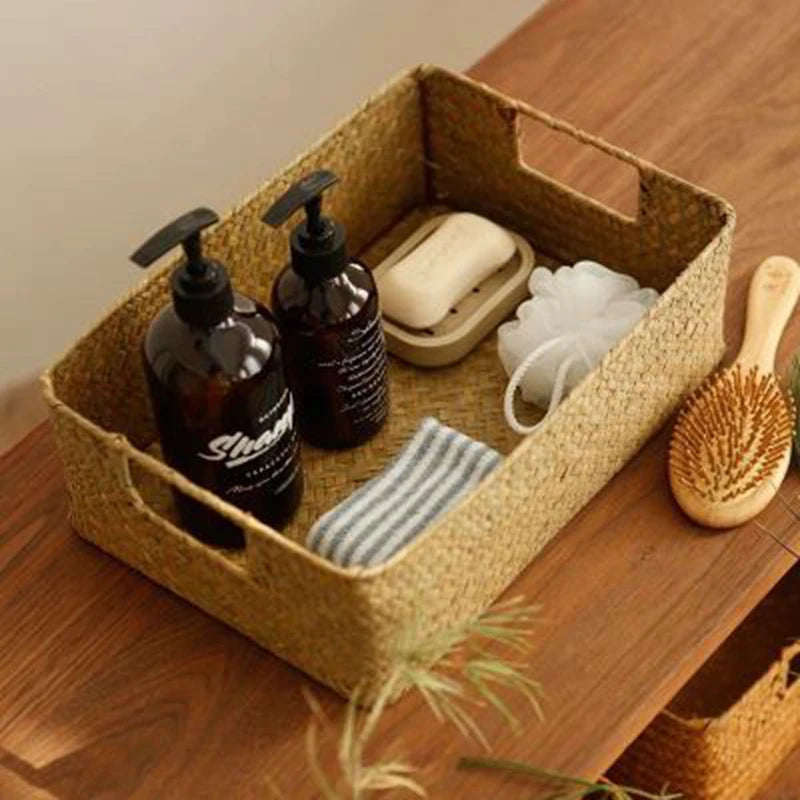 Woven Seagrass Basket for Home Decor, Natural Wicker Basket, Storage Basket