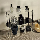 Eprolo Ins Style acrylic storage rack and desktop organizer with decorative shelf for clutter-free workspace.