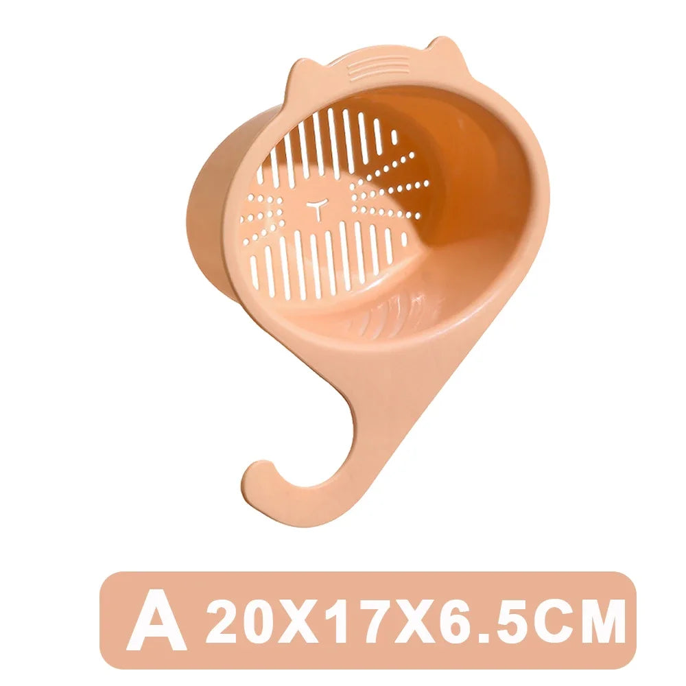 Kitchen Sink Drain Basket Multifunctional Cat Shape Faucet Filter Basket Shelf