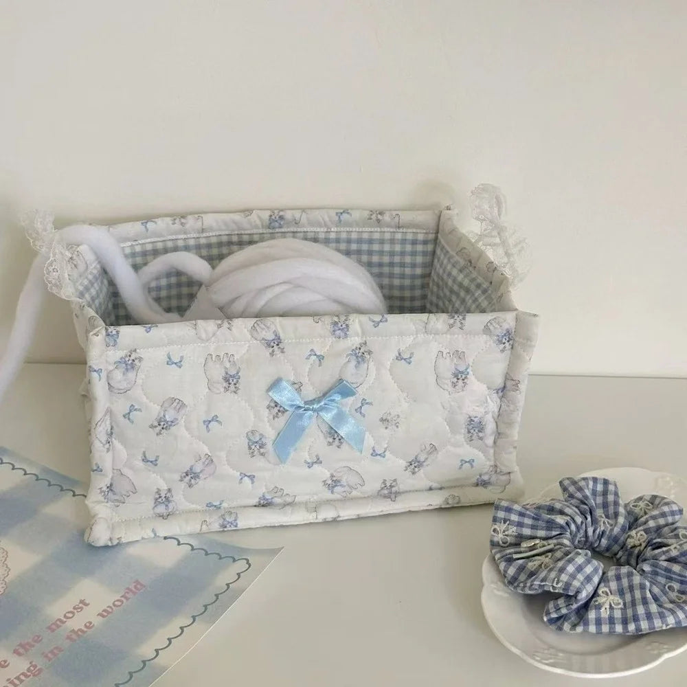 Square Storage Basket Flower Desktop Organizer Storage Basket