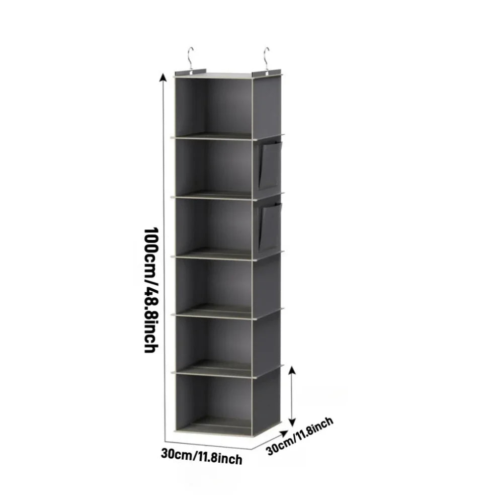 Hanging Closet Organizer, 6-Shelf Wardrobe Storage Bag with Hooks