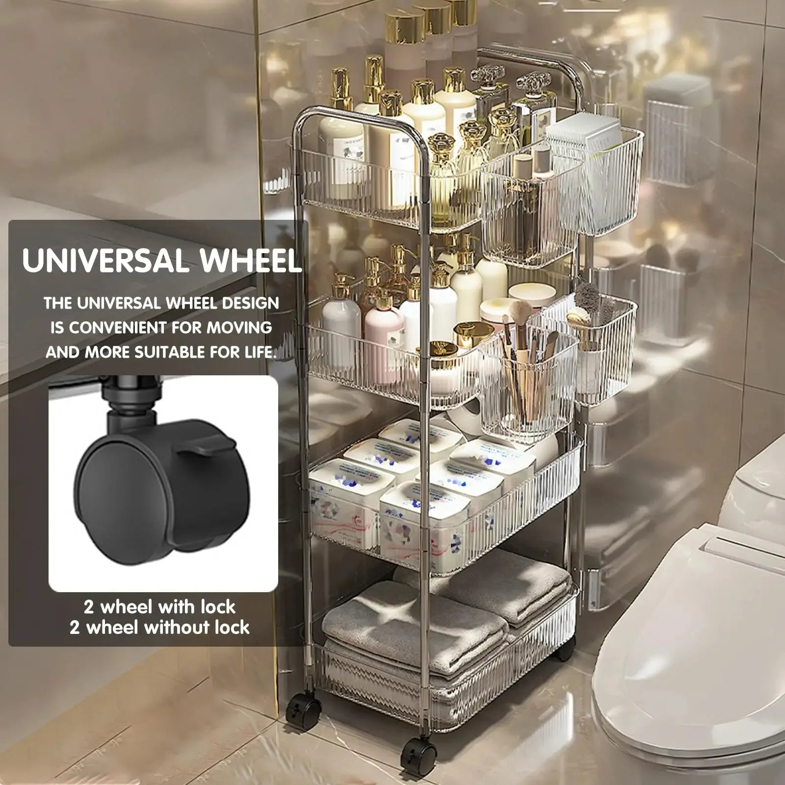 UNTIOR Transparent acrylic trolley cosmetics bedroom living room shelf
