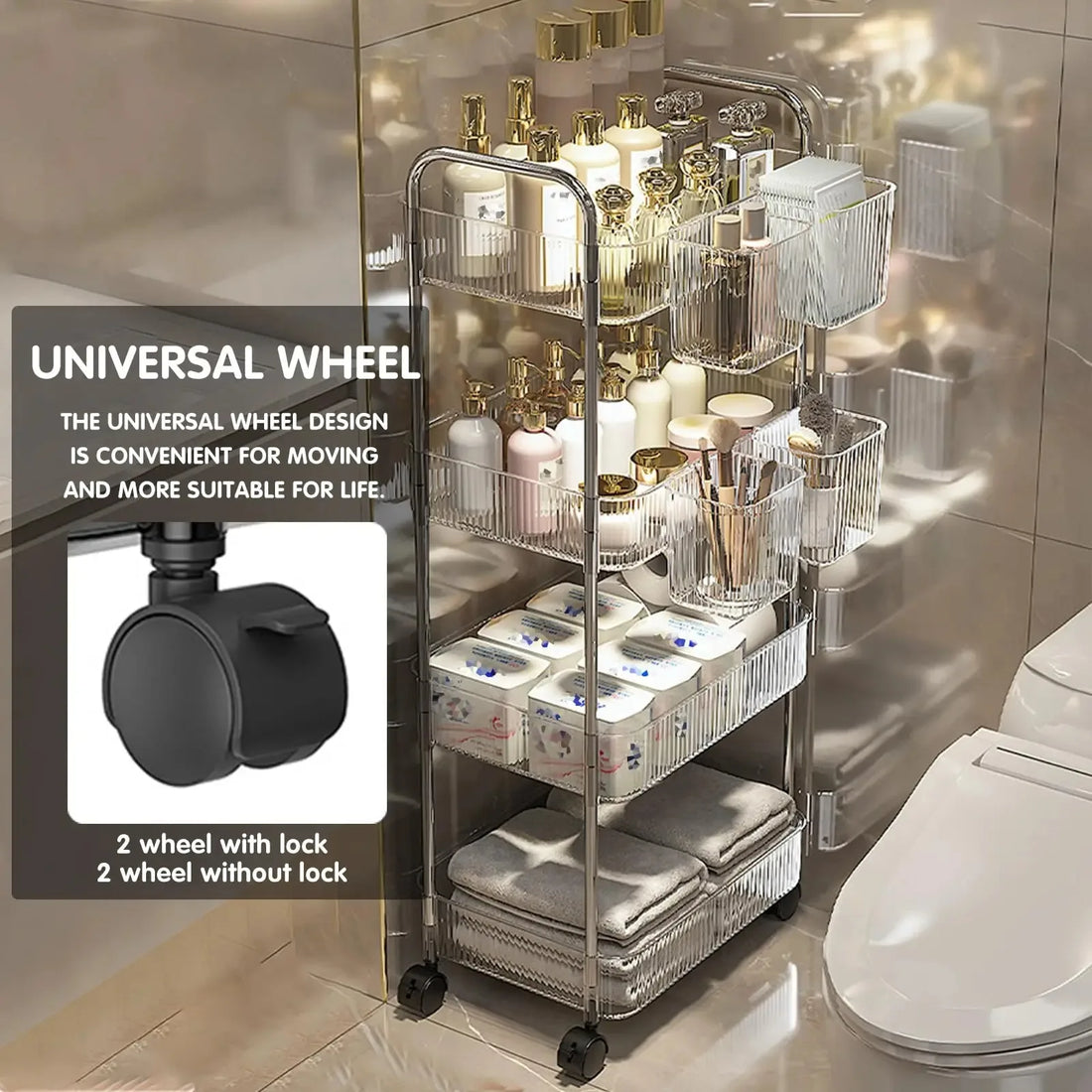 UNTIOR Transparent acrylic trolley cosmetics bedroom living room shelf
