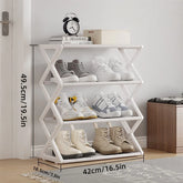 Foldable 4-tier shoe organizer by eprolo showing a space-saving standing shoe rack with multiple shelves for footwear storage.