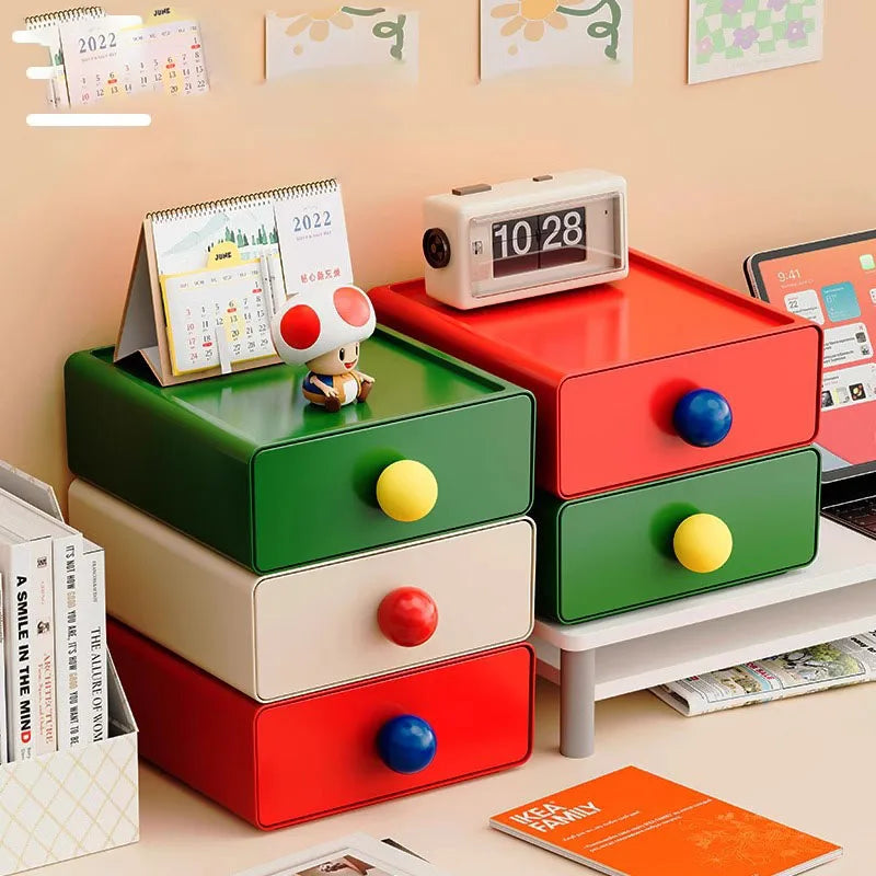 Dopamine Desk Organizer Box Stackable Dust-proof Desktop Storage Boxes