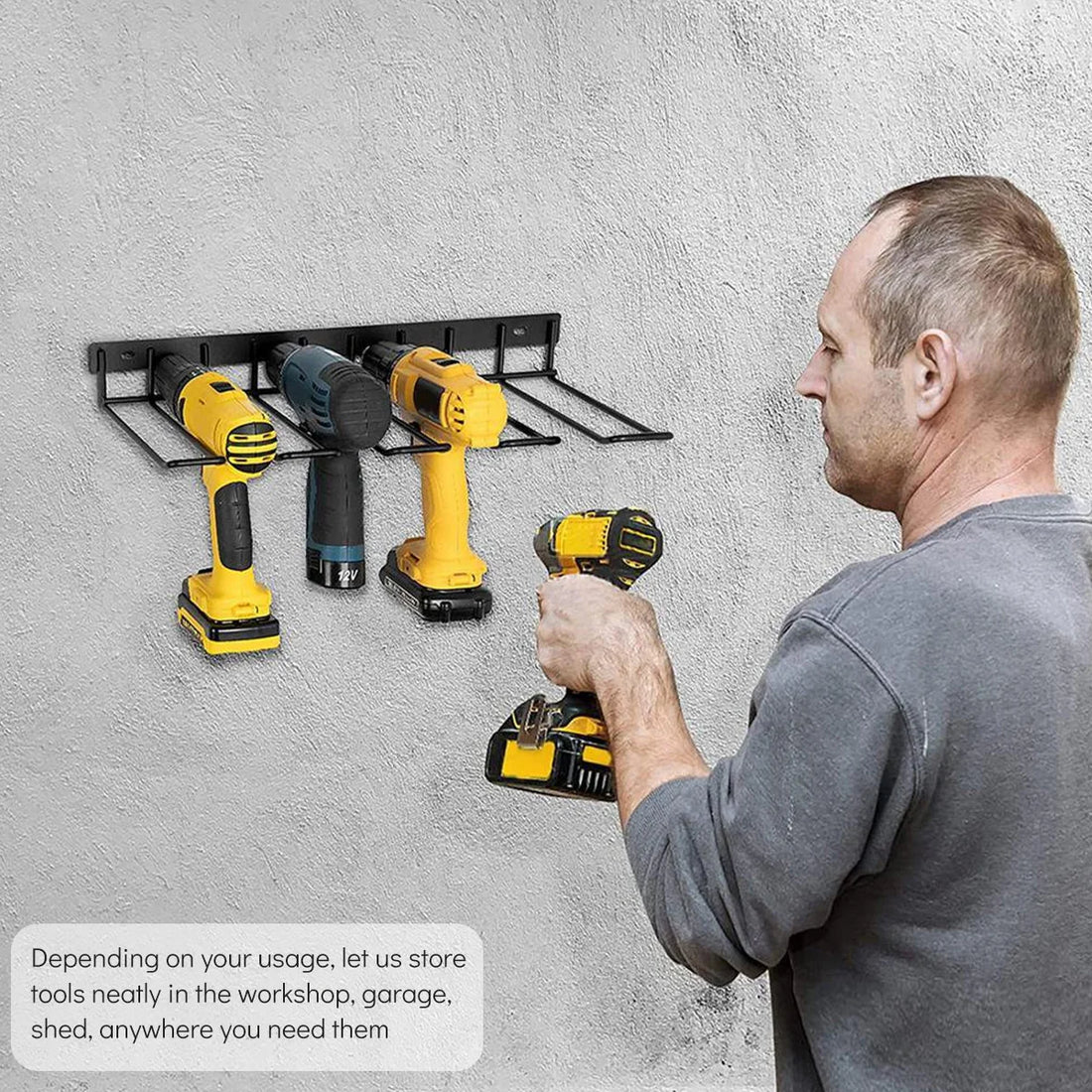 Power Tool Rack Electric Drill Holder Wall Mount Organizer Wrench Tool