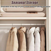 Beige compression hanging bag with durable zipper, ideal for winter clothes storage from eprolo, hanging and organizing winter garments.