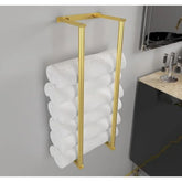 Wall-mounted eprolo bathroom towel rack with horizontal bars for rolled towels, ideal for bathroom wall storage and organization.