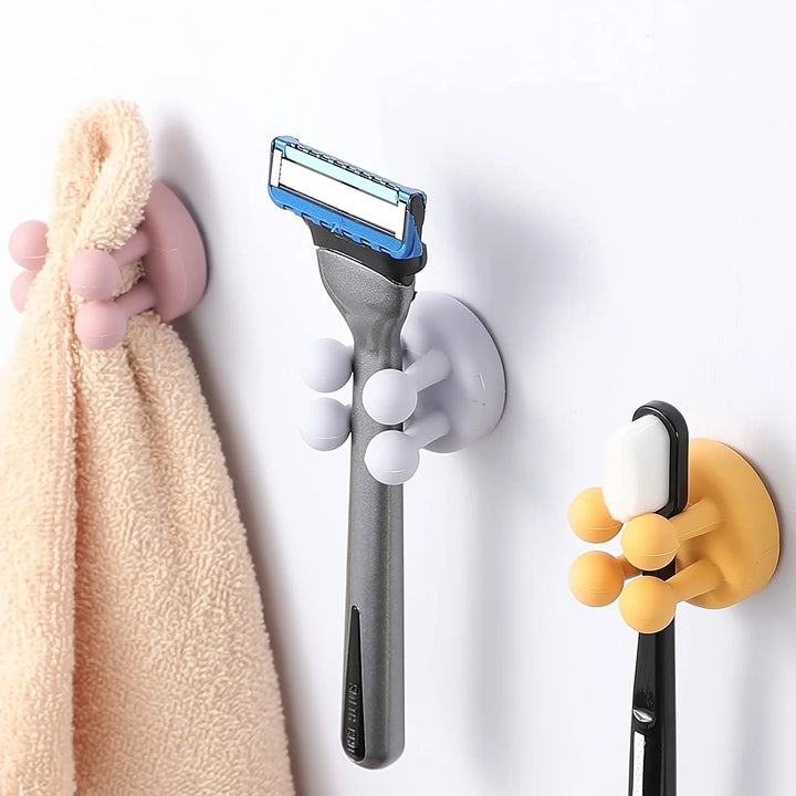 3pcs Adhesive Silicone Toothbrush Holders Wall Mounted Hanging Organization