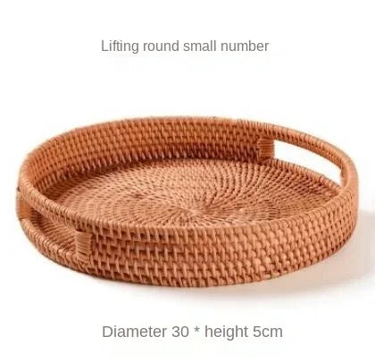 Hand-woven Rattan Wicker Basket Fruit Tea Snack Bread Basket