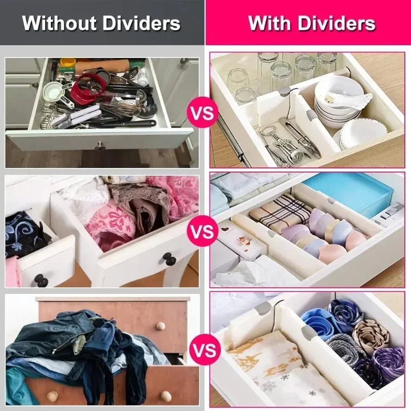 4 Pack Drawer Dividers Organizer Adjustable Storage Retractable Organizer