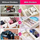 Adjustable eprolo 4-pack drawer dividers organizer with retractable design for flexible kitchen or office storage.