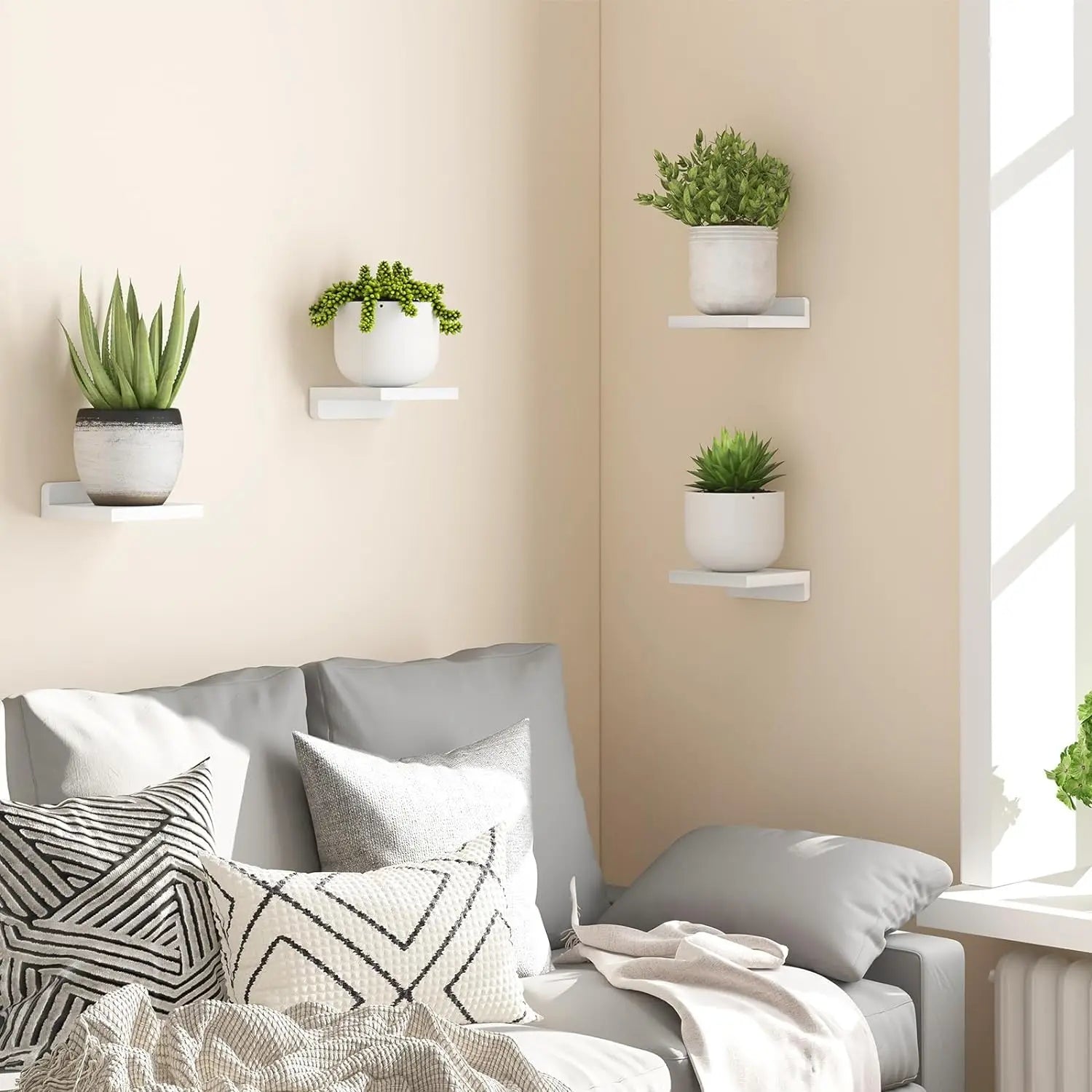4-Pack Small Floating Shelves for Wall, Wood Shelf 5 Inch Display