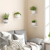 Set of four small eprolo wooden floating wall shelves, 5-inch display shelves for organizing and decorating spaces.