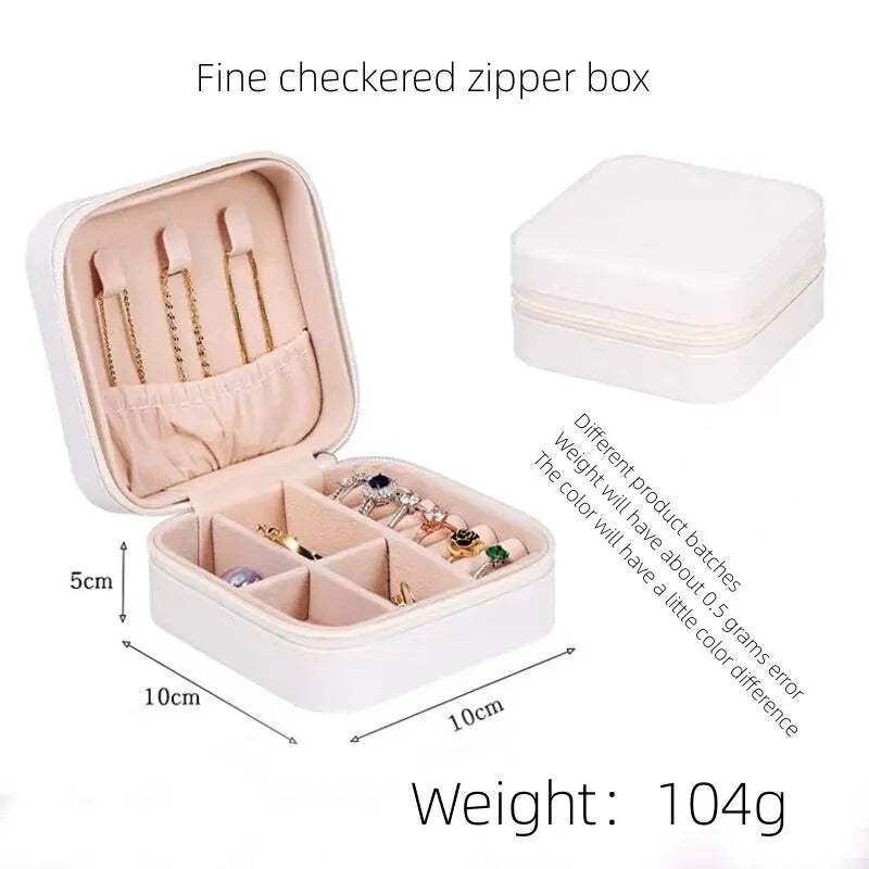 Double Storage Box Ring Earrings Organization Small Zipper Bag