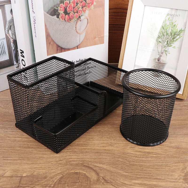Desk Stationery Organizer Creative Metal Pen Holder Pencil File Storage Rack