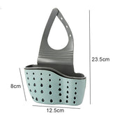 Adjustable kitchen sink drain basket holder by eprolo, with soap and sponge storage for organized home kitchen.