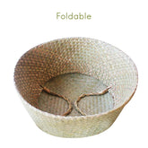 Seaweed wicker basket rattan hanging flowerpot for storage or décor, featuring a natural, woven design suitable for laundry or plants.