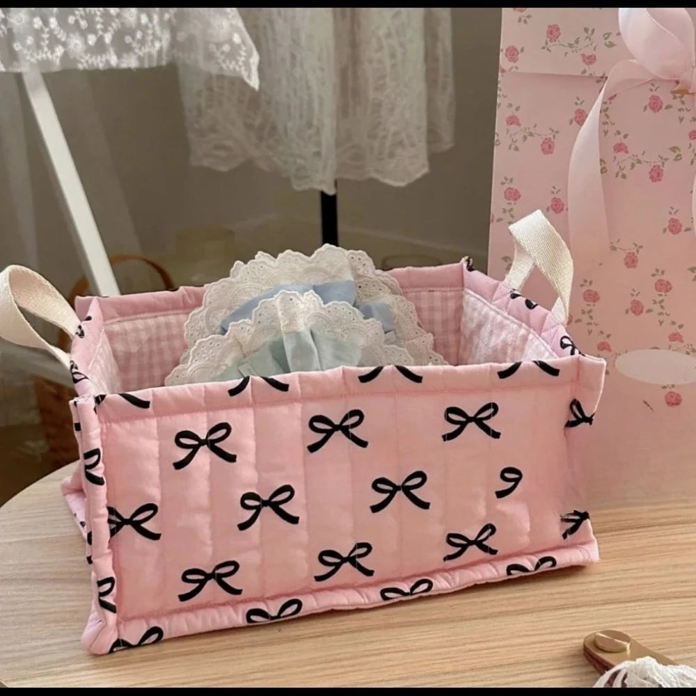 Square Storage Basket Flower Desktop Organizer Storage Basket