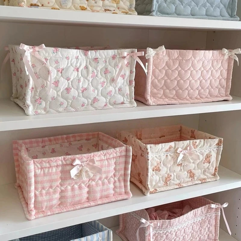 Square Storage Basket Flower Desktop Organizer Storage Basket