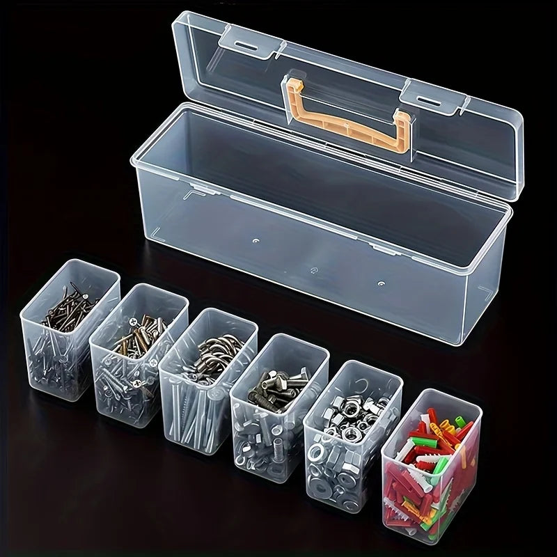 7pcs(6 Small Boxes and 1 Large Box) Tool Parts Storage Box, Household Screws