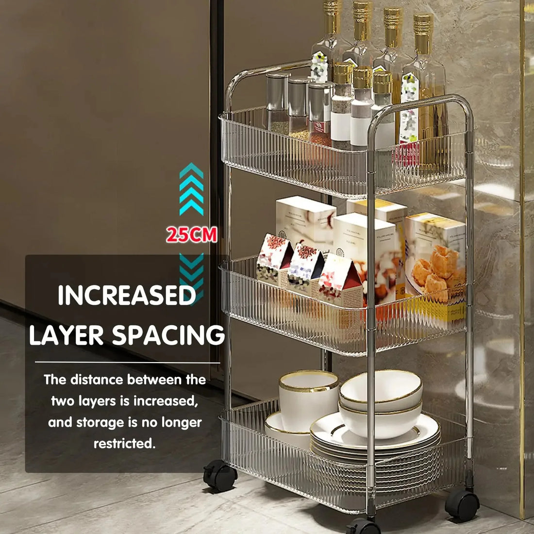 UNTIOR Transparent acrylic trolley cosmetics bedroom living room shelf