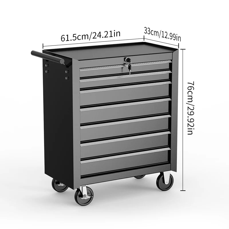 7-Drawer Tools Cabinet Simple Style Storage Tools Organizer Cart for Workshop