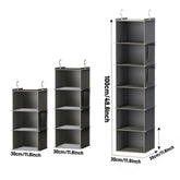 eprolo hanging closet organizer with 6 shelves and hooks, wardrobe storage bag for clothes and accessories