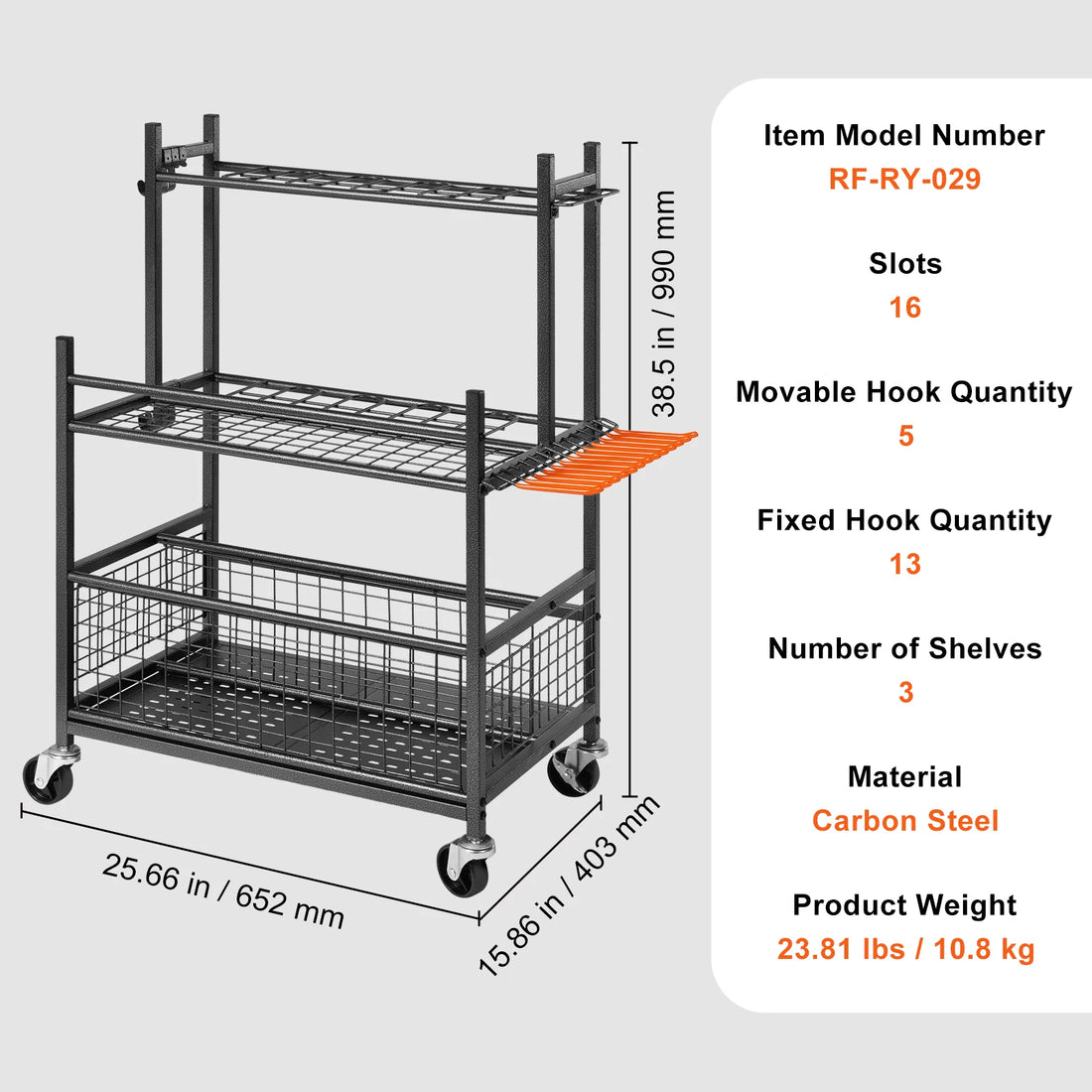 SucceBuy 16 Slots Garden Tool Organizer Yard Tool Tower Rack with Hooks