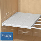 Eprolo white expandable wardrobe divider with punch-free retractable layers for organized storage in a closet or wardrobe.