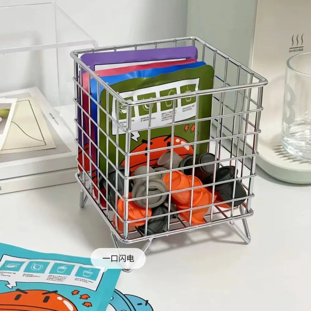 Creative Iron Storage Rack Desktop Book Pen Storage Box Large-Capacity