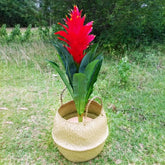 Eprolo seaweed wicker basket rattan hanging flowerpot for storage or laundry, featuring a natural woven design and sturdy handle.