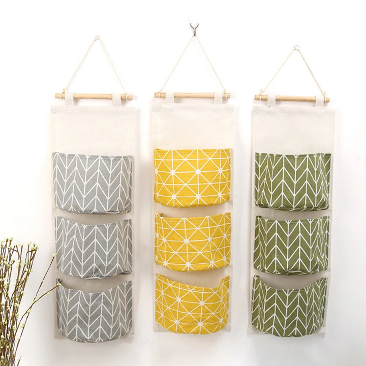 3 Pockets Hanging Organizers Waterproof Hanging Storage Bag Wall Mounted Closet Organizer Bear Flamingo Sundries Bags Home Decor