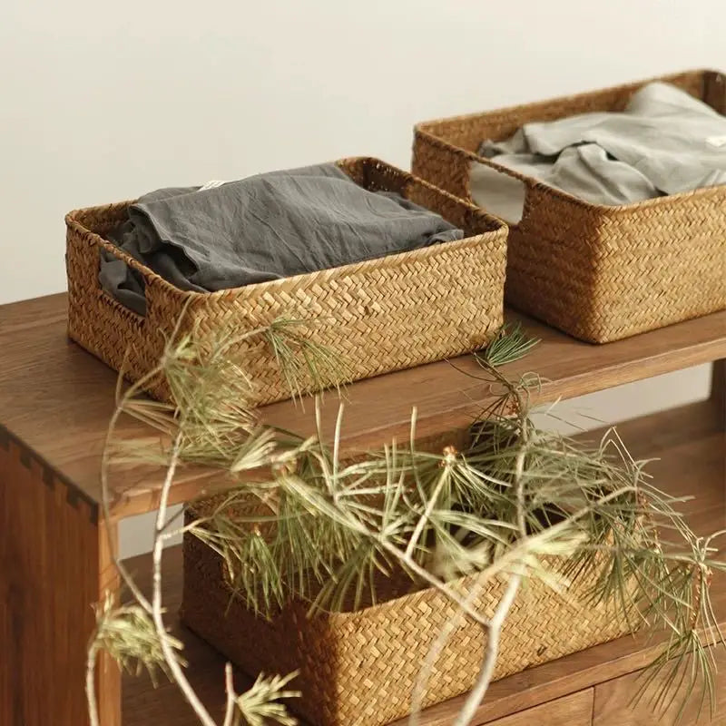 Woven Seagrass Basket for Home Decor, Natural Wicker Basket, Storage Basket