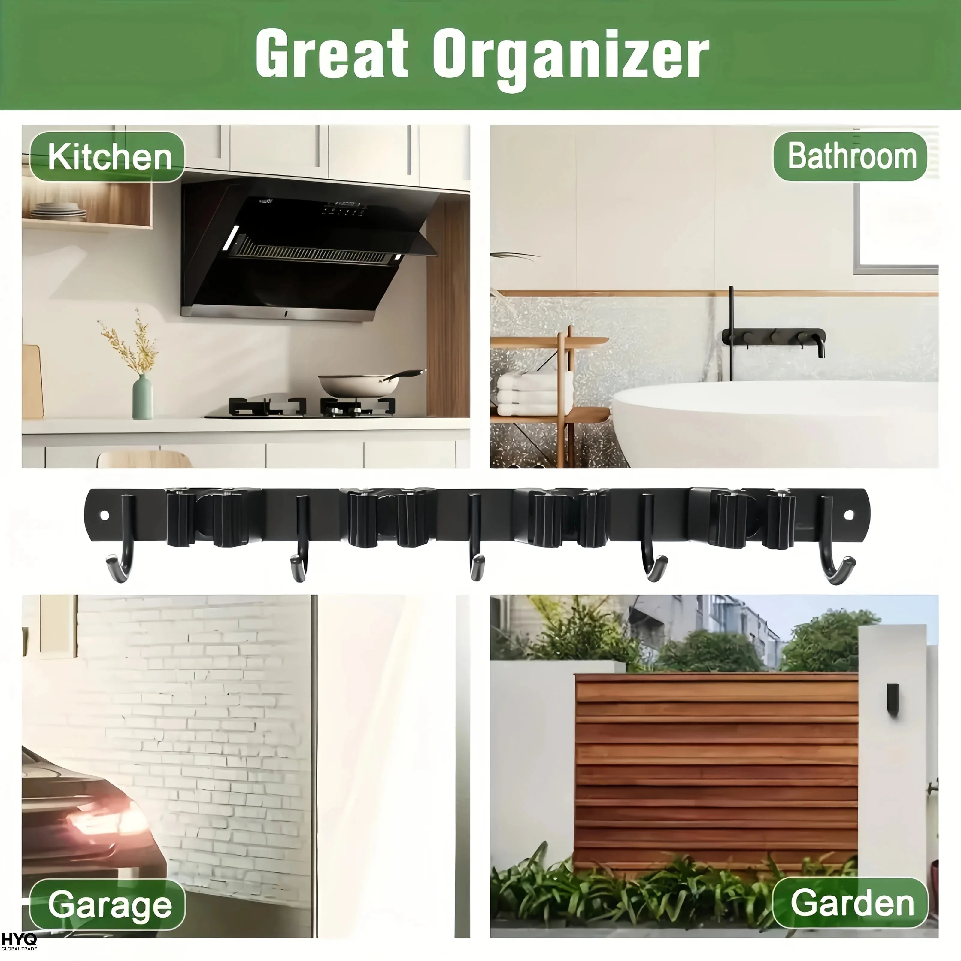 1 Heavy-Duty Metal Tool Rack with 4 Slots and 5 Hooks - Tool Rack