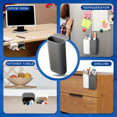 eprolo desk pen holder with clip-on design, adhesive pencil storage container for office supplies, black plastic organizer