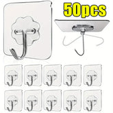 Set of 5/50 transparent stainless steel self-adhesive hooks by eprolo, strong and durable for hanging lightweight items.
