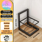 Adjustable stainless steel kitchen pot rack organizer with hooks for efficient cookware storage by eprolo