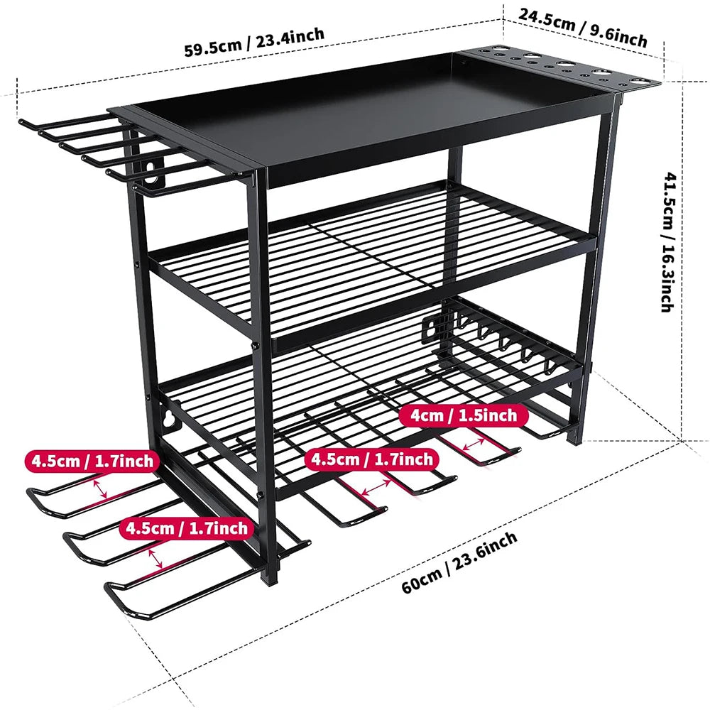 Power Tool Organizer 4 Layer Wall Mounted Storage Rack With Hooks