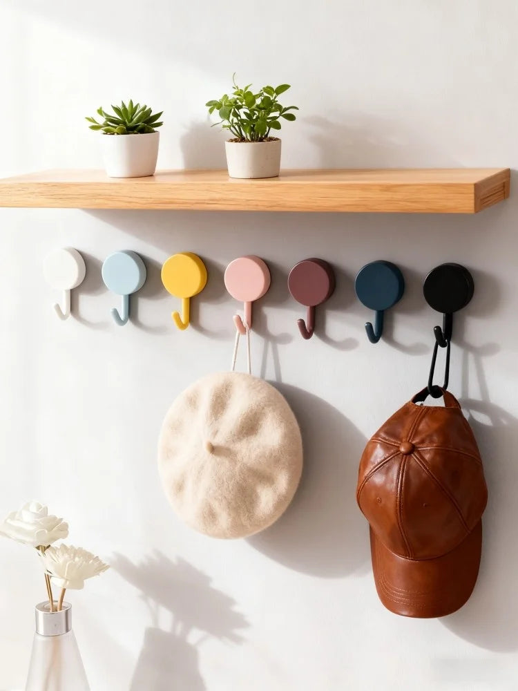 10-Pack Mini Adhesive Hooks - Mixed Color Multi-Purpose Hangers